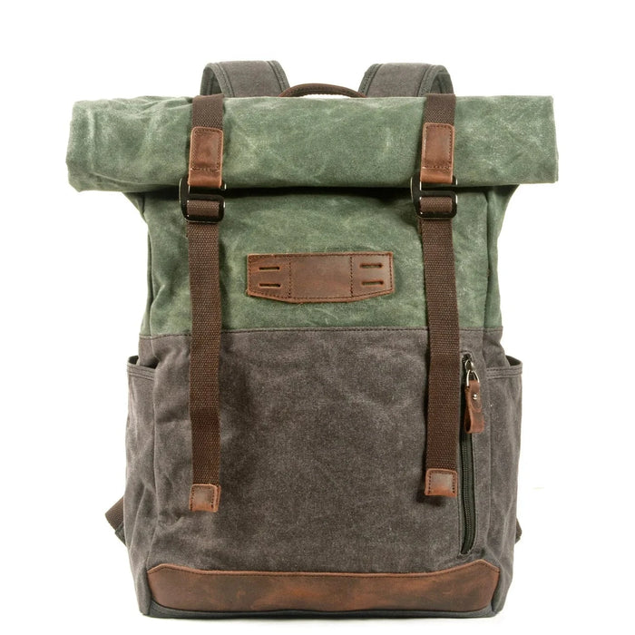 Retro rygsæk til mænd i kanvas Army Green