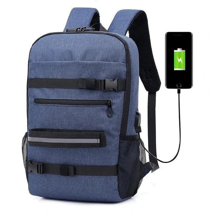 Tyverisikker rejserygsæk med USB-port Blå