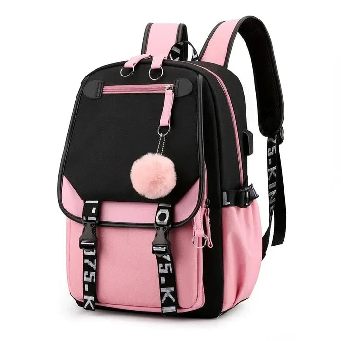 Børne rygsæk i koreansk streetwear-stil Black Pink