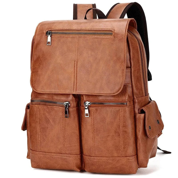 Læder rygsæk herre Light Brown