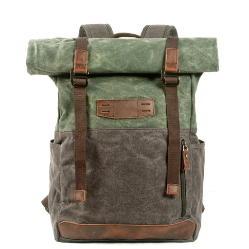 Retro rygsæk til mænd i kanvas Army Green