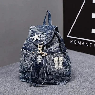 Rygsæk til kvinder i denim med kontrastsyninger Rose