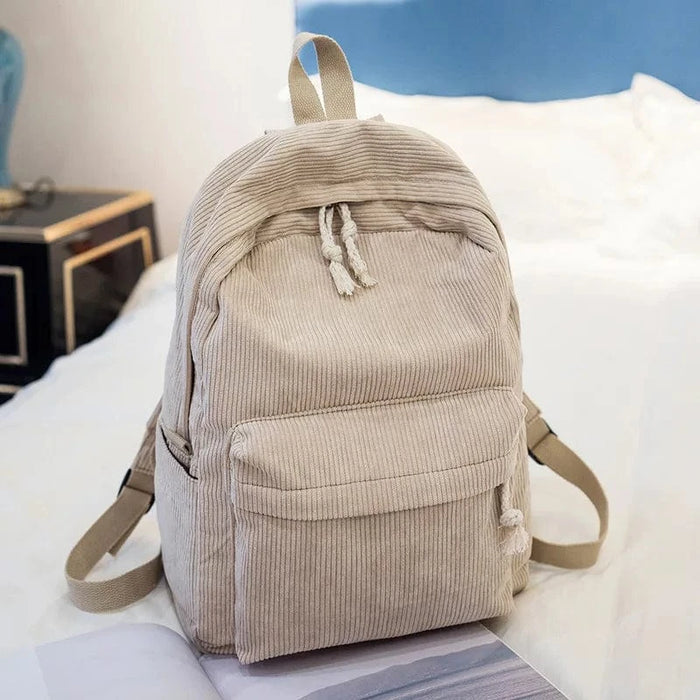 Skole rygsæk i stof Beige