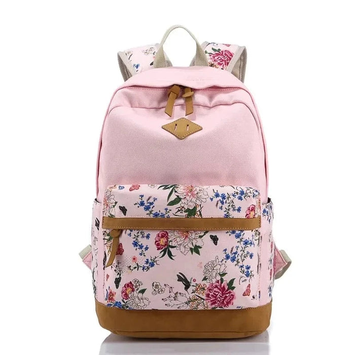Skole rygsæk til kvinder med mønstre Pink