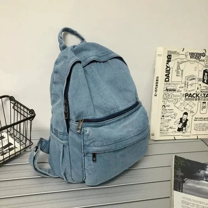 Skolerygsæk til kvinder i denim Blå