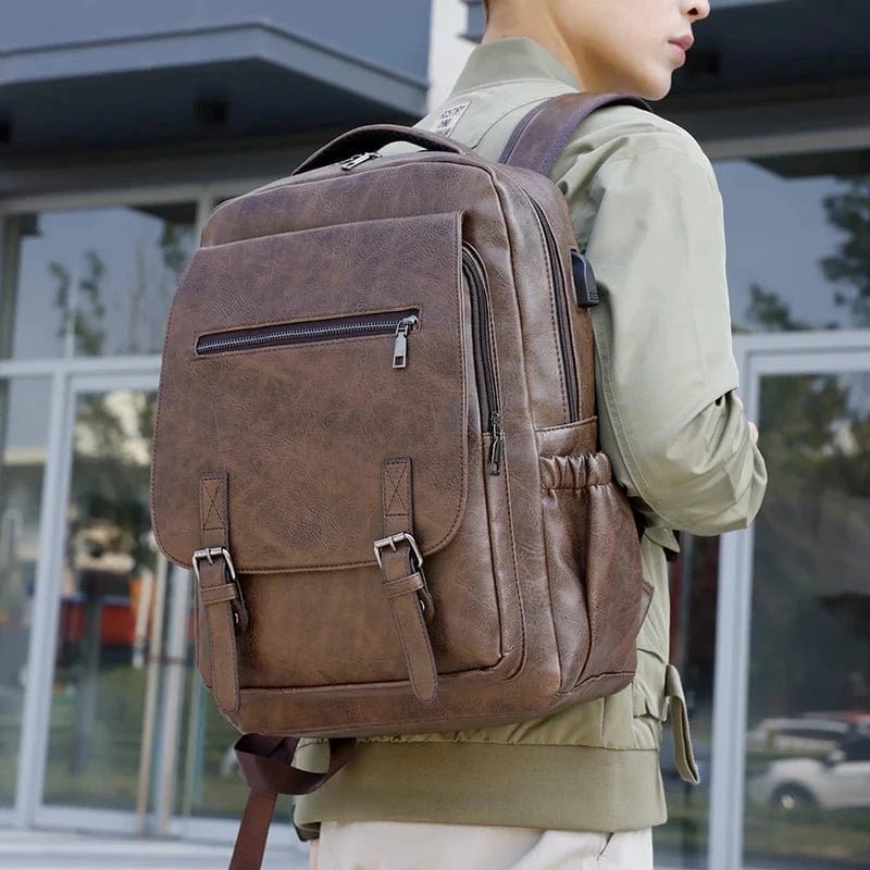 Herre læder rygsæk 30l