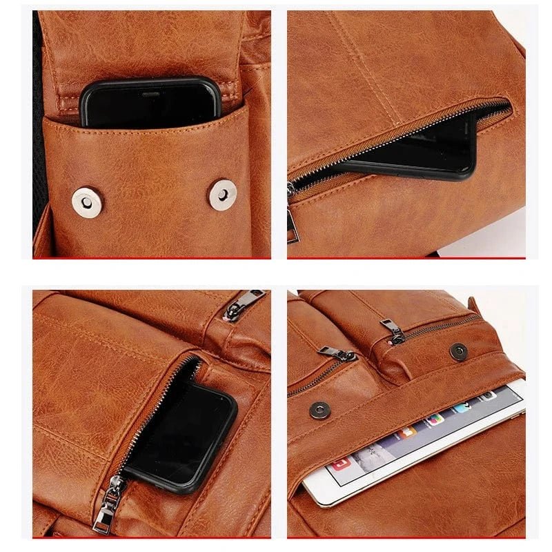 Læder rygsæk herre