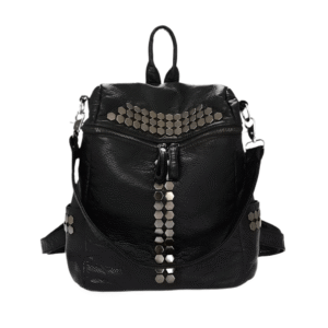 Læder rygsæk sort Sort