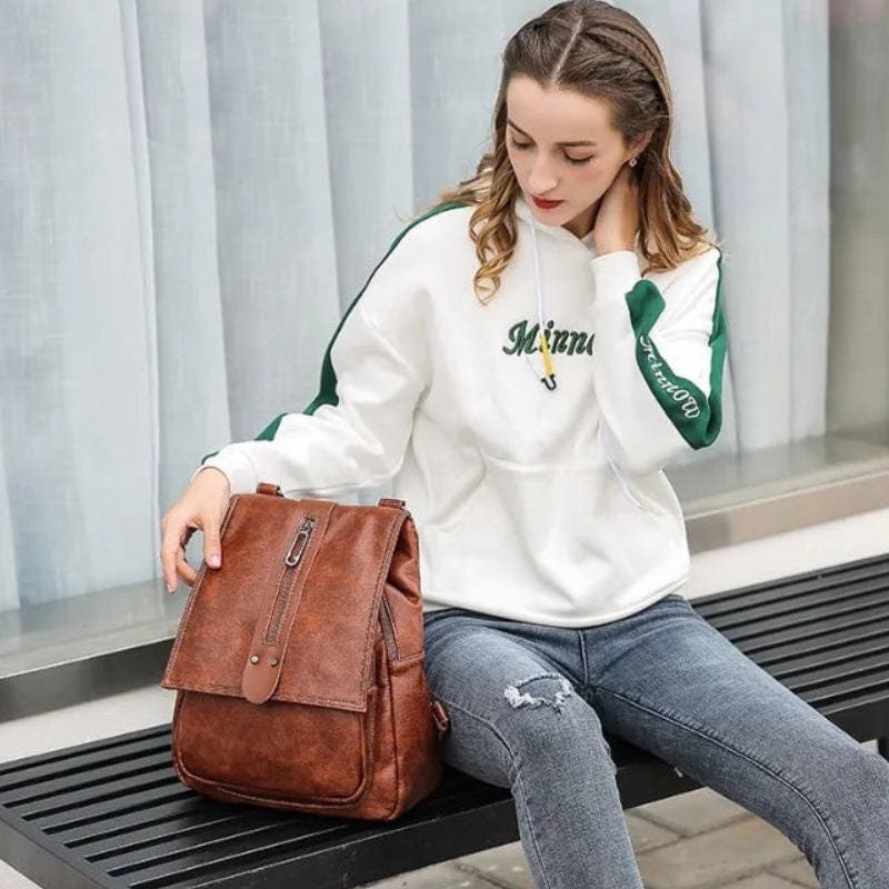 Original vintage rygsæk i læder til kvinder