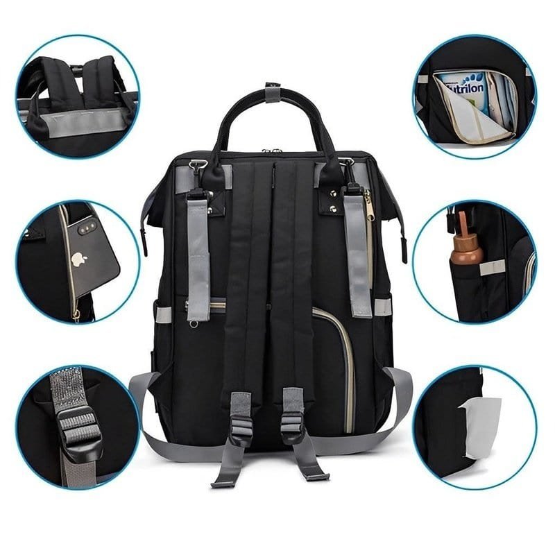 Pusletaske rygsæk sort