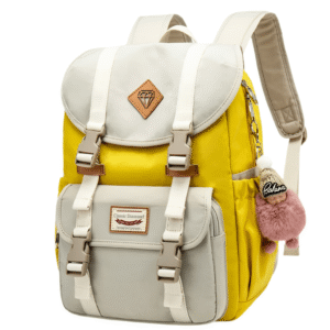 Rygsæk i kanvas til kvinder til skolebrug Grå