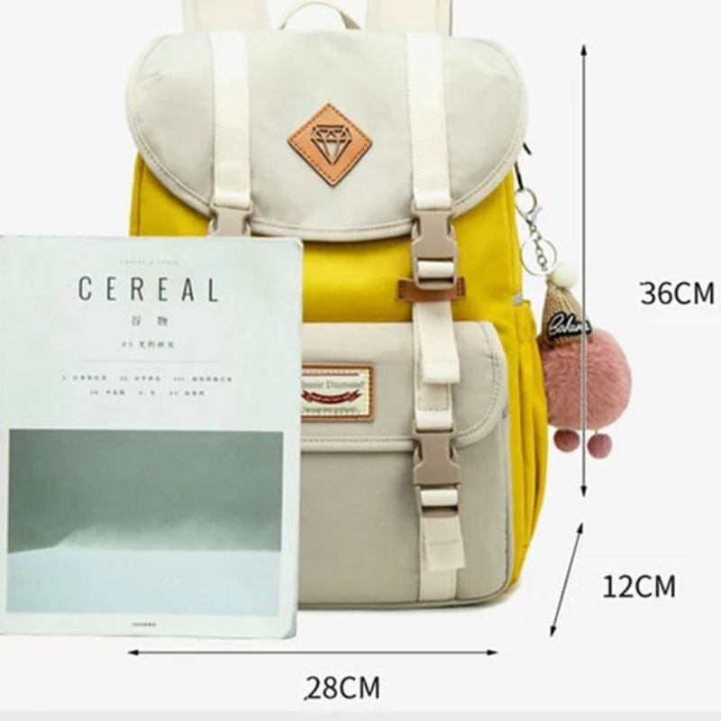 Rygsæk i kanvas til kvinder til skolebrug Grå