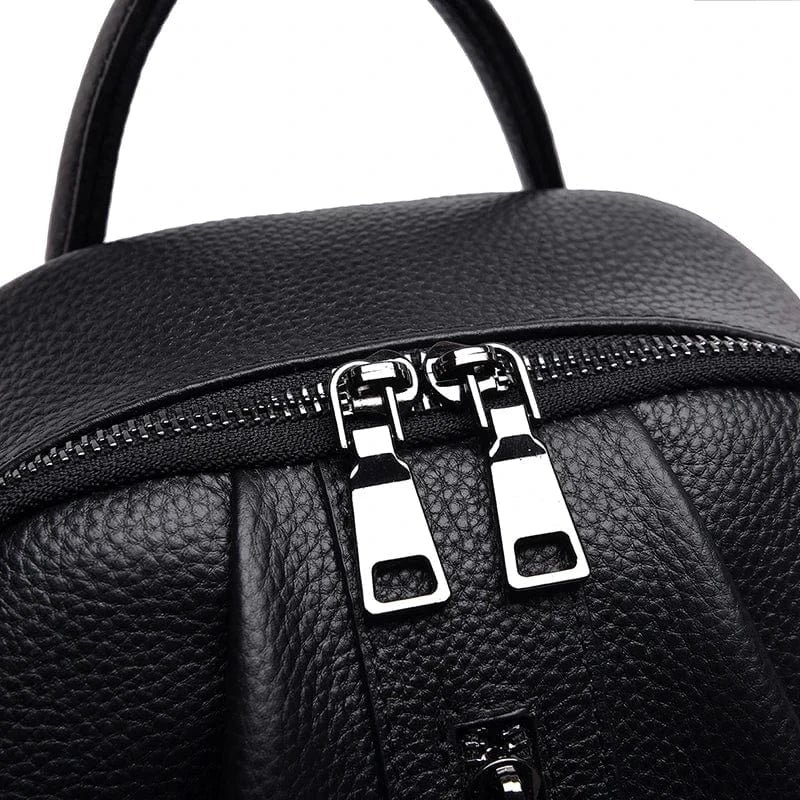 Rygsæk i læder til kvinder med frontåbning Beige og Blå