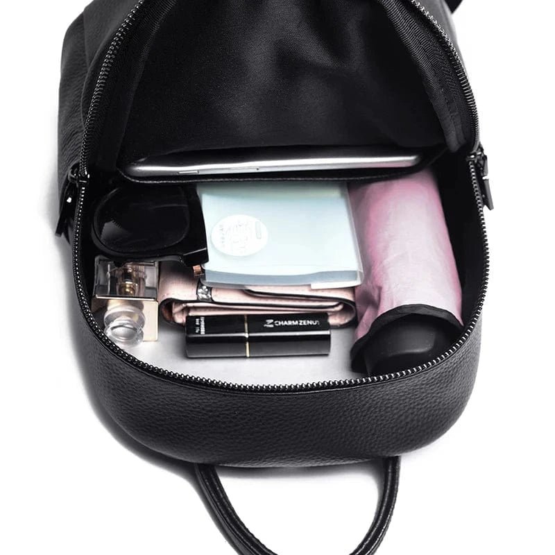 Rygsæk i læder til kvinder med frontåbning Beige og Blå