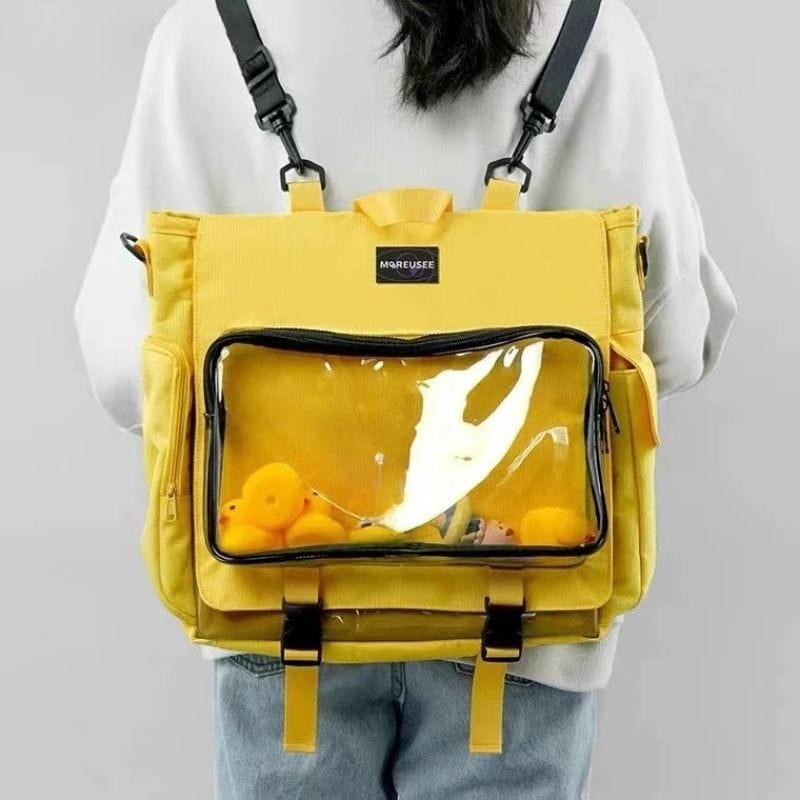 Skole taske til kvinder med gennemsigtig lomme