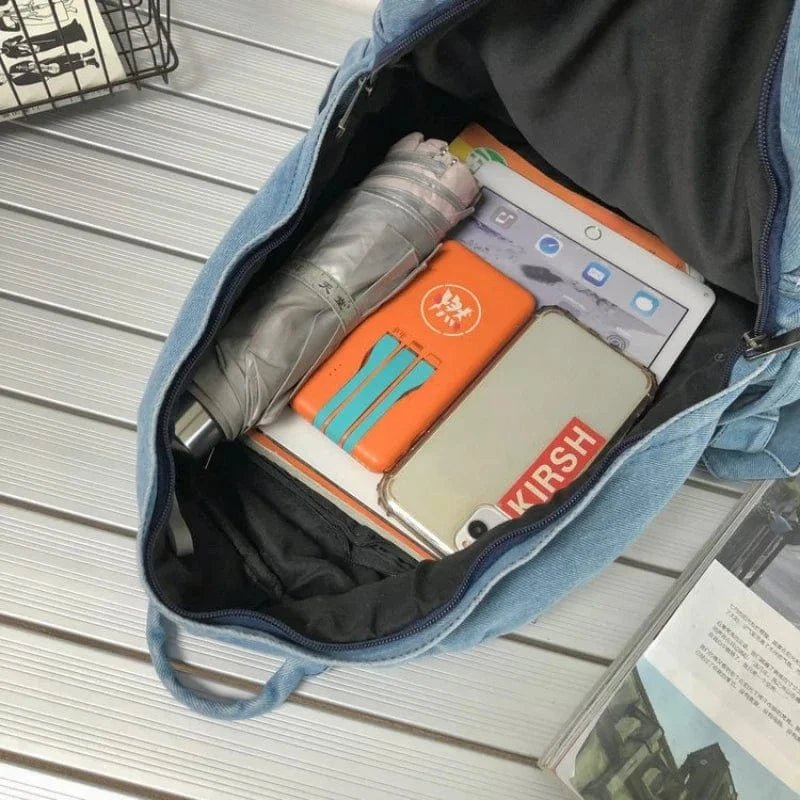 Skolerygsæk til kvinder i denim