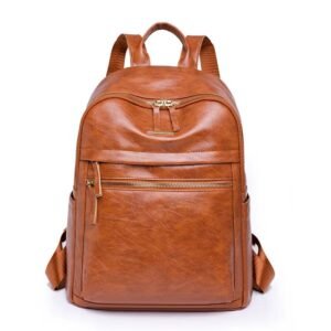 Skoletaske læder rygsæk
