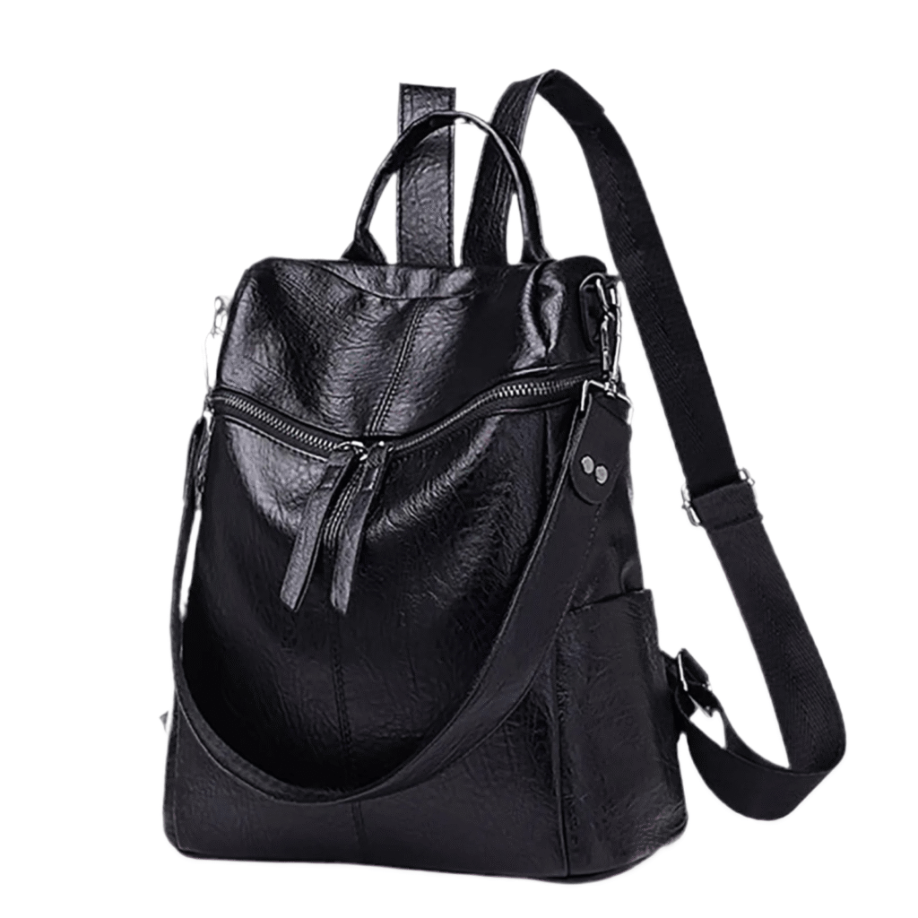 Vintager læder rygsæk sort